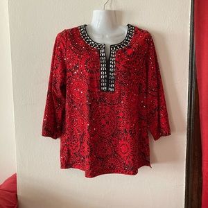 Cathy Daniels Red & Black Blouse